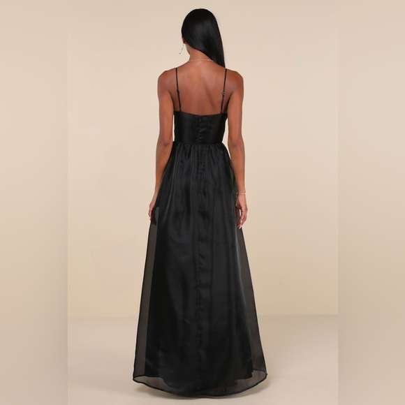 LULU’S Authentic Glamour Black Organza Sleeveless Cutout Maxi Dress - Picture 5 of 5